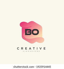 BO Initial Letters logo icon design template elements with colorful wave art.