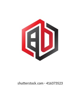 BO initial letters loop linked hexagon logo black red