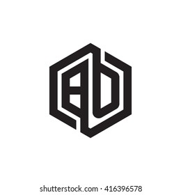 BO initial letters loop linked hexagon monogram logo
