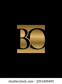 BO initial letters looping linked box elegant logo golden black background