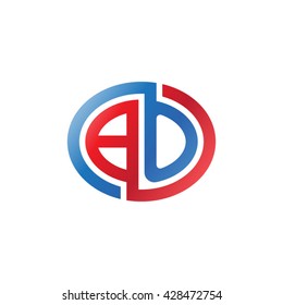 BO initial letters looping linked ellipse logo blue red