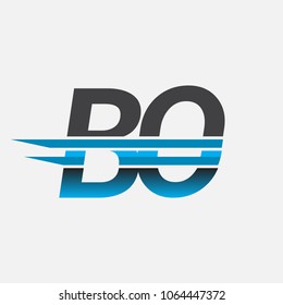 BO initial logo company name colored black and blue, Simple and Modern Logo Design.