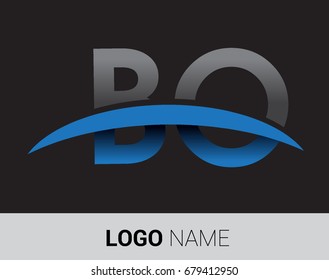 BO initial logo company name colored grey and blue swoosh design.