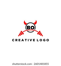 BO initial monogram for fitnes or gym logo with devil style design