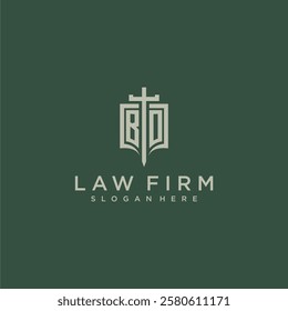 BO initial monogram for law firm with sword and shield logo image