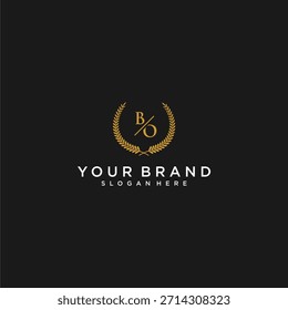Carta inicial del monograma de BO para el logotipo de su marca con diseño de Imagen de hojas