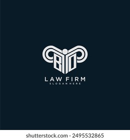 BO inicial monograma logo abogado con diseño de pilar