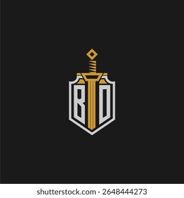 BO initial monogram for shield and sword style image
