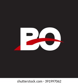 BO initial overlapping swoosh letter logo white red black background