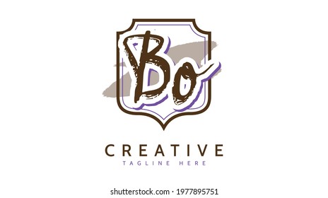 BO Initials, handwriting logo vector