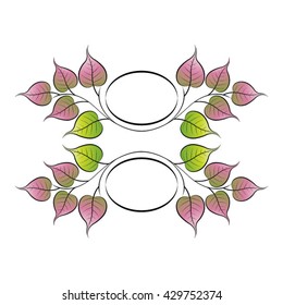 bo leaves with oval in color-vector drawing