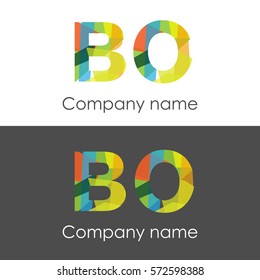 BO letter abstract mosaic shape icon colorful