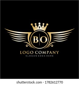 BO Letter Initial with Royal Wing Logo Template.