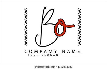 bo letter logo initial template illustration. logo design. o letter color can be edit or change easily.