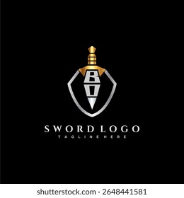 BO carta monograma de luxo para escudo e espada estilo imagem