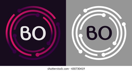 BO letters business logo icon design template elements in abstract background logo, design identity in circle, alphabet letter