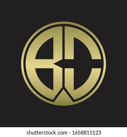 BO Logo monogram circle with piece ribbon style on gold colors