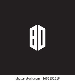 BO Logo monogram with hexagon shape style design template isolated on black background