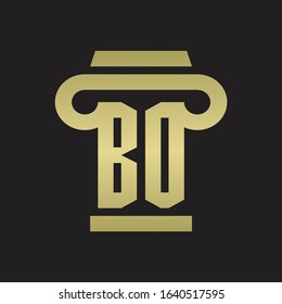 BO Logo monogram with pillar style design template with gold colors
