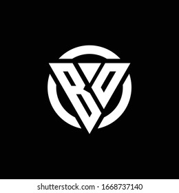 BO logo with triangle shape and circle rounded design template isolated on black background