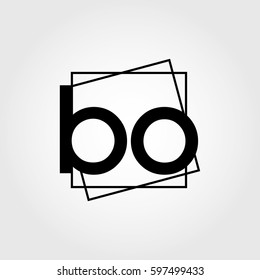 bo lowercase initials square frame business logo