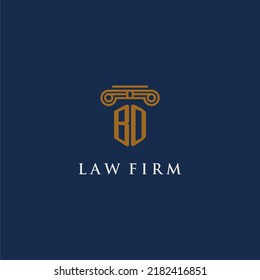 Logotipo inicial de monograma BO para la firma de abogados con diseño de hitos