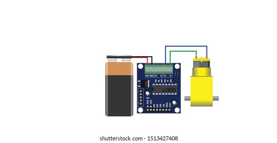 BO motor interfacing with L293D, robotics, dc motor with motor driver ic, prototyping, engineering project, iot, diy, electronics component, 9v battery, l293d, motor driver, speed controller 