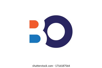 BO or OB and B, O Uppercase Letter Initial Logo Design, Vector Template