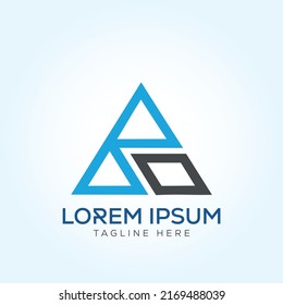 BO OB Dreieck-Logo-Vorlage in modernem, minimalistischem Vektordesign