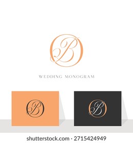 Logotipo de letras iniciales de monograma de Boda BO y OB