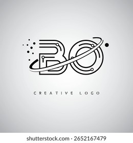 BO Orbit Monogram Logo – Futuristic Minimal Letter mark with Circular Line Art, Tech-Inspired Dots and Space Motion Concept for Modern Branding Identity