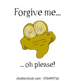 Boa asks for forgiveness. Vector card