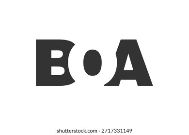 BOA Logo Design. Anfangsbuchstabe B O Ein kräftiger Schriftstil für Tech-Startups, Consulting, Corporate Branding. Name des kreativen Unternehmens, Schlagzeilen, Typografie, trendige Logoart. Vektorgrafik.