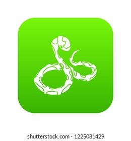 Boa snake icon green vector isolated on white background