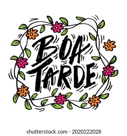 Boa Tarde hand lettering. Brazilian. Greeting card design.
