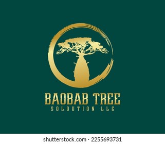 Boab or Baobab Tree set vector trees silhouette logo concept