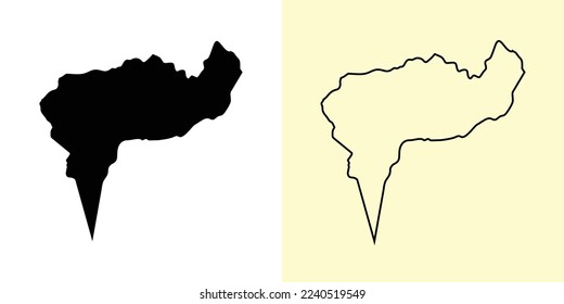 Boaco map, Nicaragua, Americas. Filled and outline map designs. Vector illustration