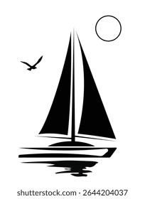 Boad on the sea wht birds cloudes and sun not ia