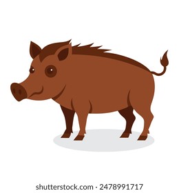 Boar Animal isolated flat vector illustration on white background