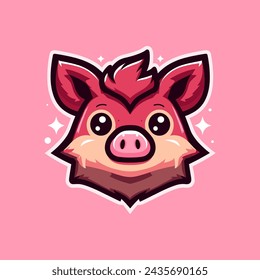Boar Cute Mascot Logo Illustration Chibi is awesome logo, mascot or illustration for your product, company or bussiness