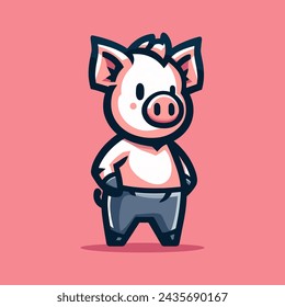 Boar Cute Mascot Logo Illustration Chibi is awesome logo, mascot or illustration for your product, company or bussiness