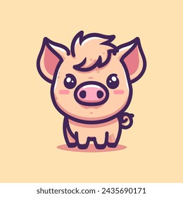 Boar Cute Mascot Logo Illustration Chibi is awesome logo, mascot or illustration for your product, company or bussiness