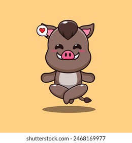 boar doing meditation yoga cartoon vector illustration.
Vector cartoon Illustration suitable for poster, brochure, web, mascot, sticker, logo and icon.