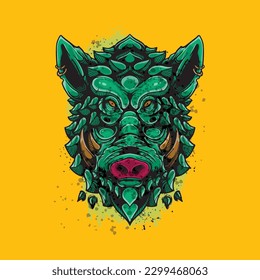 boar face sketchy artwork design  illustration