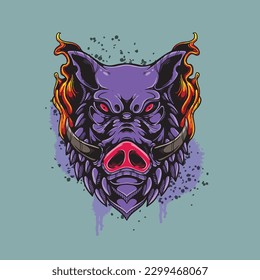 boar face sketchy artwork design  illustration
