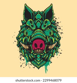 boar face sketchy artwork design  illustration