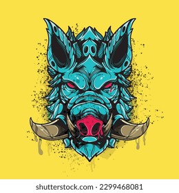 boar face sketchy artwork design  illustration