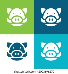 Boar Flat four color minimal icon set