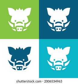 Boar Flat Four Color Minimal Icon Set