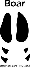 Boar Footprint. Black Silhouette Design. Vector Illustration.